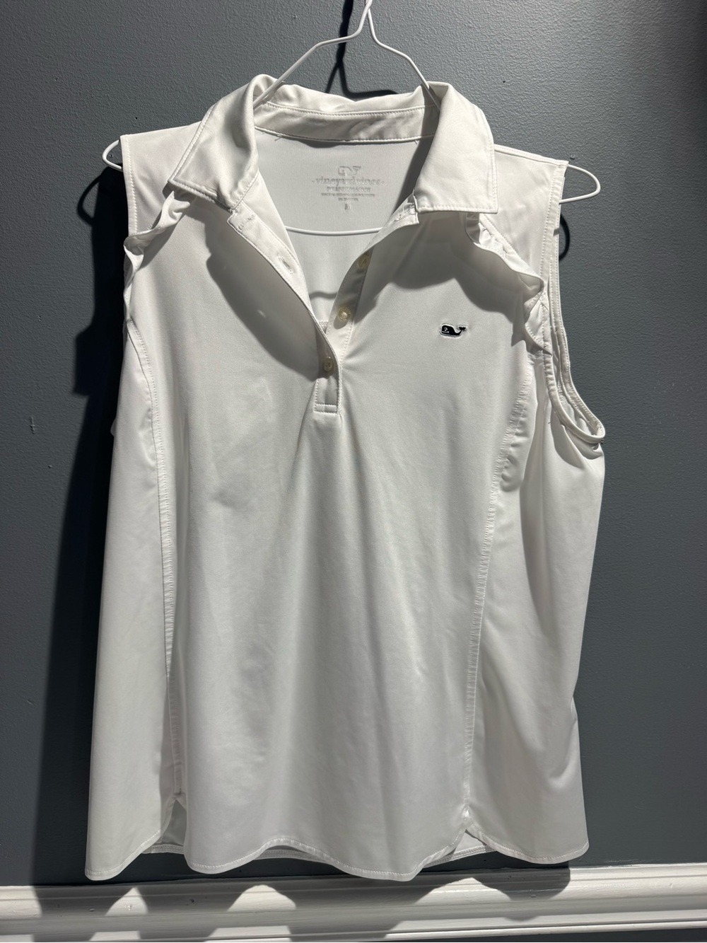 Vineyard Vines White Sleeveless Polo Tank with Whale Logo